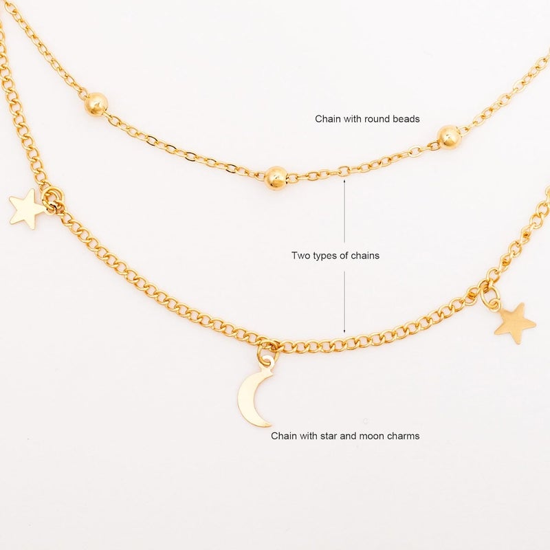 BaubleStar Star Moon Charm Necklace Layering Chain Choker for Women - Image 5